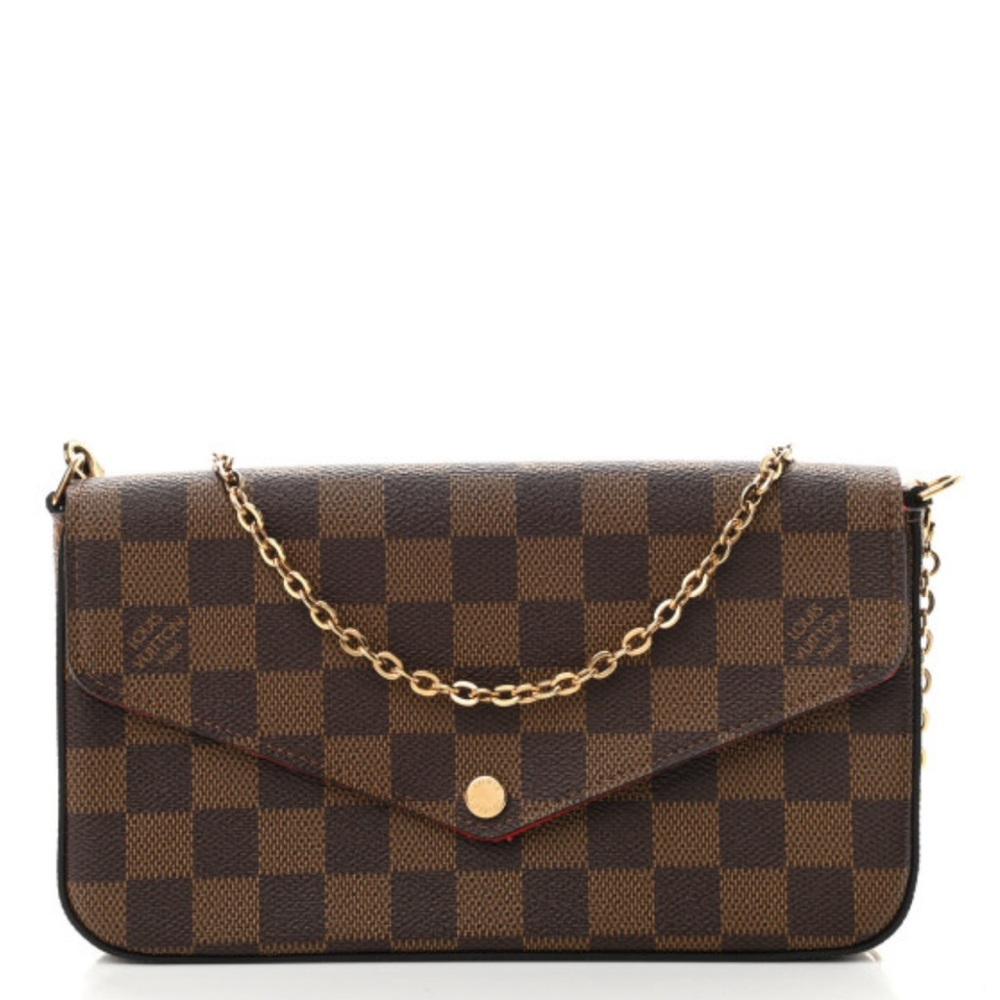 LOUIS VUITTON DAMIER EBENE POCHETTE FELICIE CHAIN WALLET